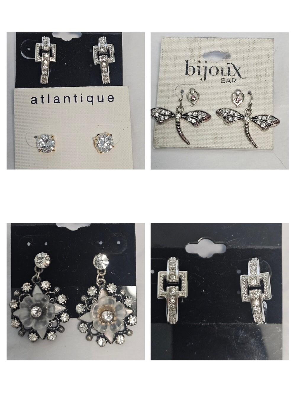 Vintage & Modern Earring Lot of 5 Alfani Bijoux Bar Rhinestone CZ Glam